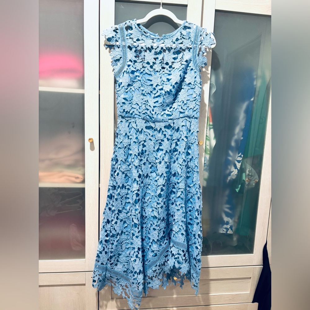 Banana Republic Blue Lace Midi Dress